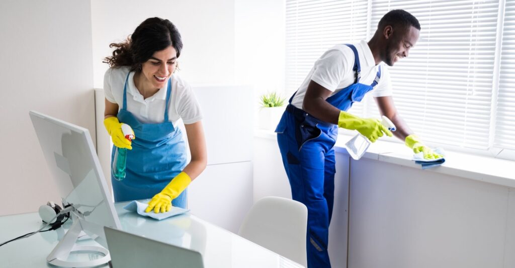People cleaning office