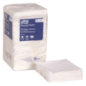 NAPKINS, WHITE, TORK UNIVERSAL, WITH OVERALL EMBOSS, 1/4 FOLD, BEVERAGE, 500 NAPKINS/PK, 8 PACKS/CT