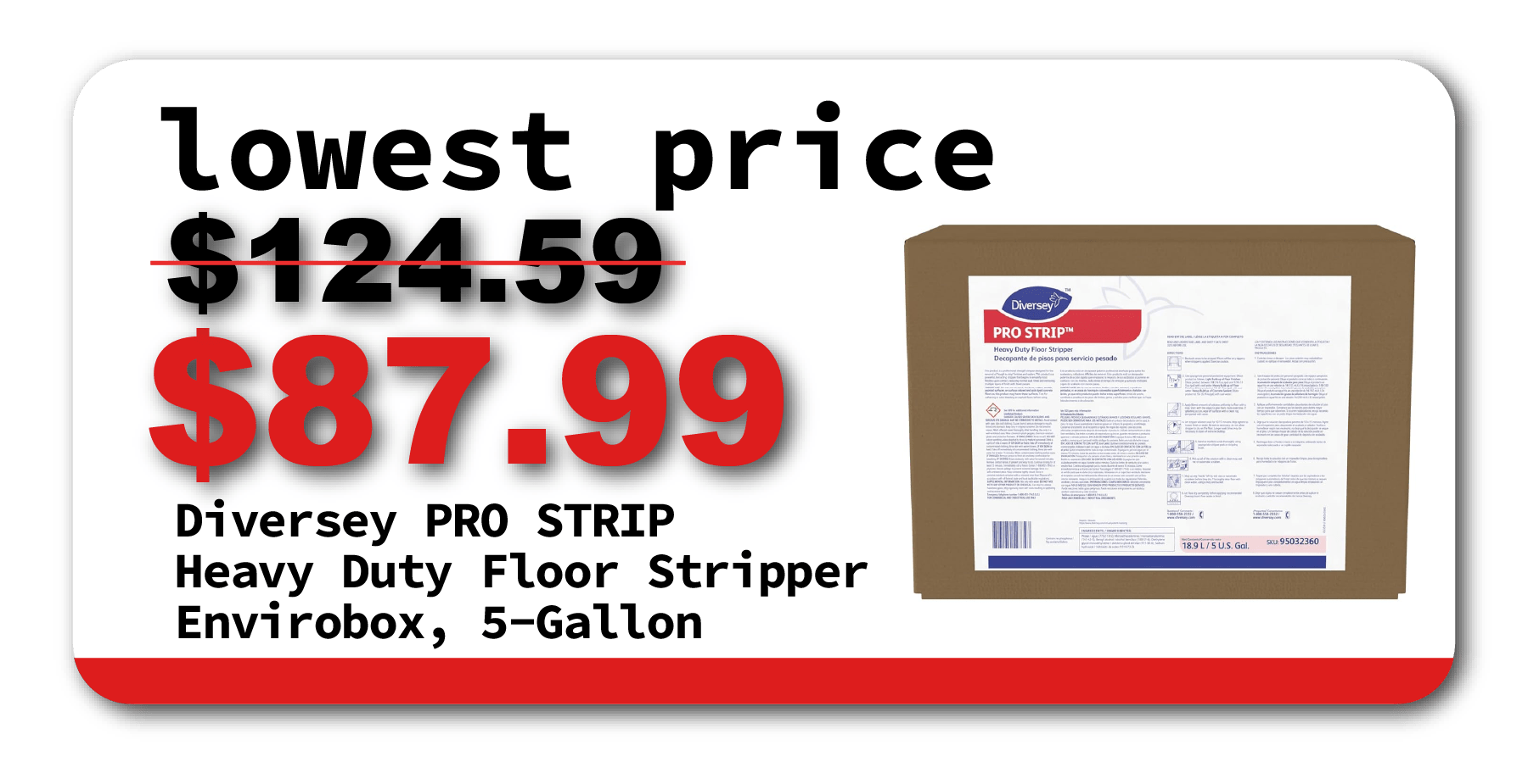 image of Diversey PRO STRIP Heavy Duty Floor Stripper, Removes Floor Finish on Resilient Flooring, Cherry Almond, Envirobox, 5-Gallon