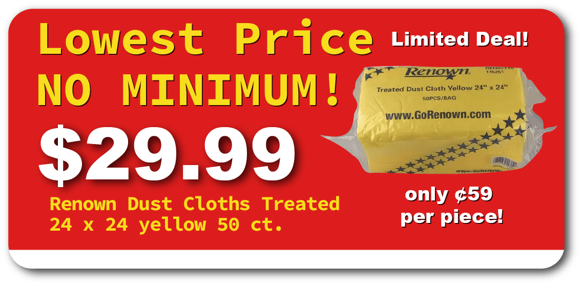 an image of Renown REN03110 DUST CLOTH TREATED 24X24 IN. YELLOW - pack of 50