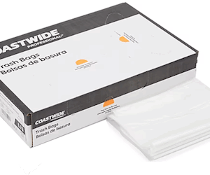 60 Gallon Low Density White Trash Bags, .74 Mil, 38 x 58 Inches, Flat Pack, 100 Count